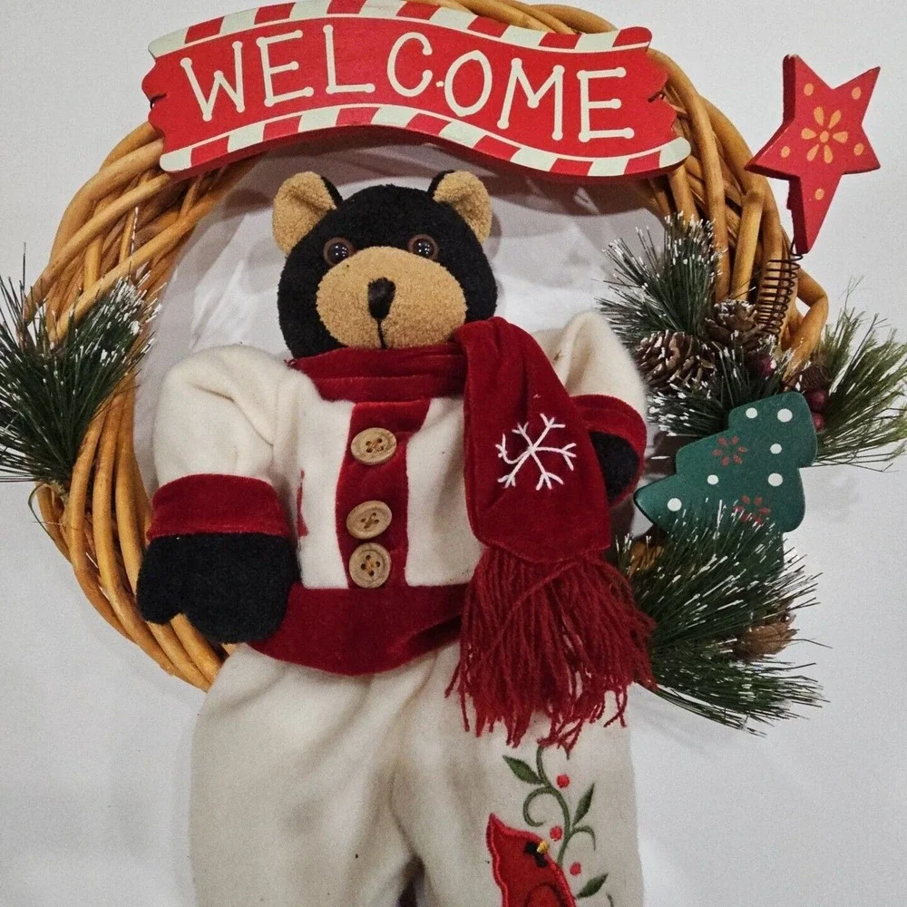 Welcome Christmas Reef With Teddy Bear On‎ Bottom 12 Inch Diameter Handmade